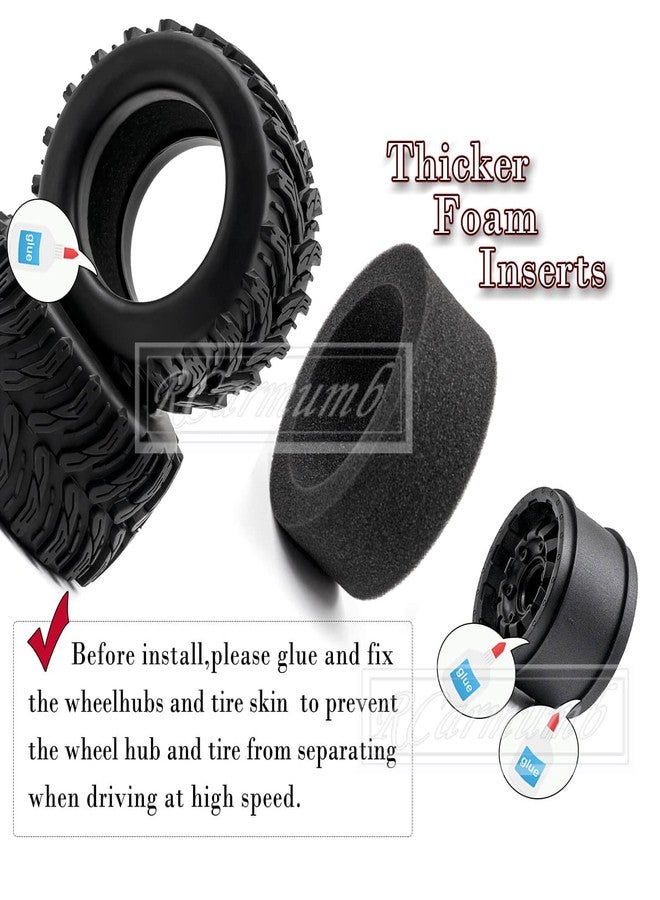 Rcarmumb 12mm/14mm Hex RC Truck Tires Wheel for 1/10 Arrm a Granite Vorteks Big Rock,Rustler Stampede Hoss/Axia1 LOS1 Red cat Rc 4wd,4pcs Rc Truck Tires,Black - Image 4